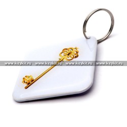 Мини карта Epoxy "Золотой ключ" белый ромб 40*40 мм