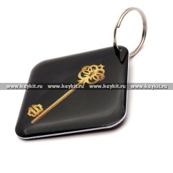 Мини карта Epoxy "Золотой ключ" черный ромб 40*40 мм