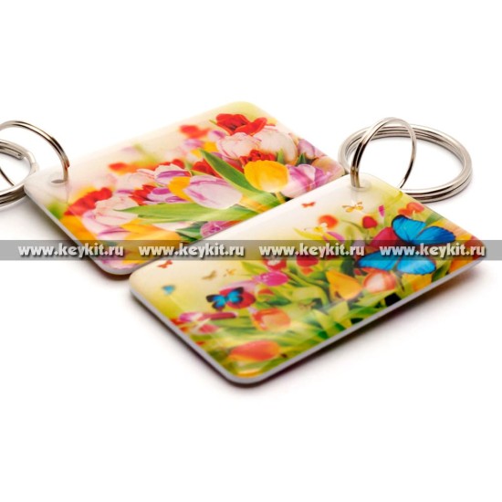 Мини карта Epoxy "Цветы и бабочки" 50*30 мм