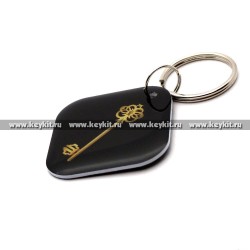 Мини карта Epoxy "Золотой ключ" черный ромб 30*30 мм