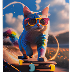 Ключ-стикер для домофона "Котенок на скейте"